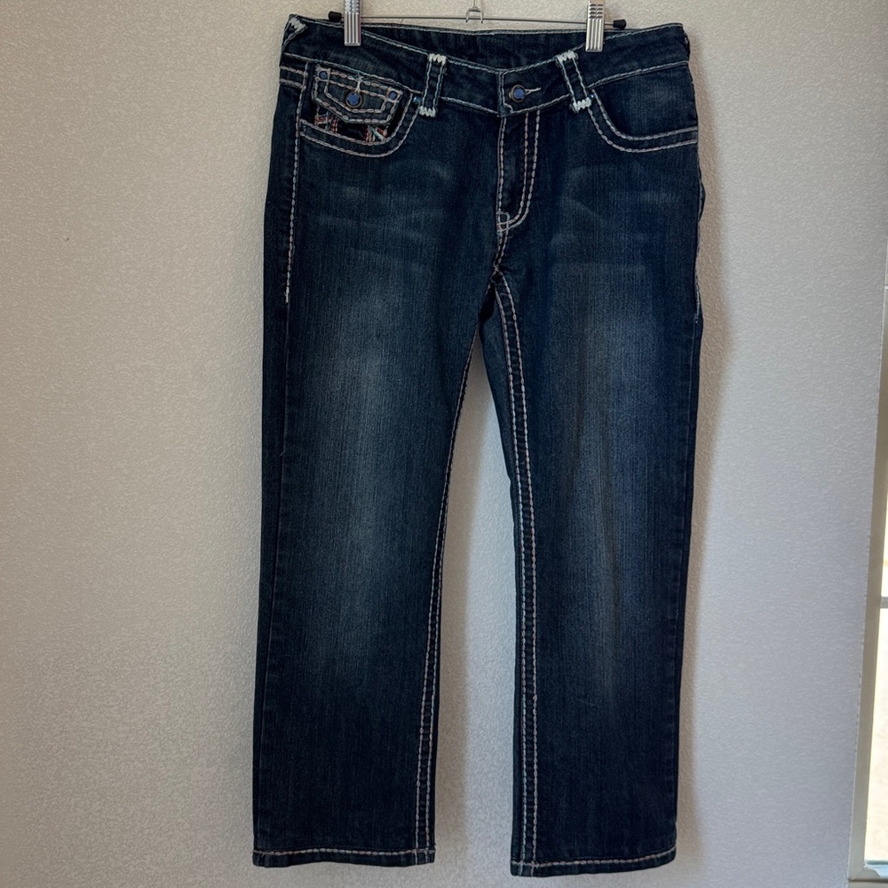 TRUE RELIGION JOEY SUPER T Jeans size 31x33 Multicolored Stitching Beautiful